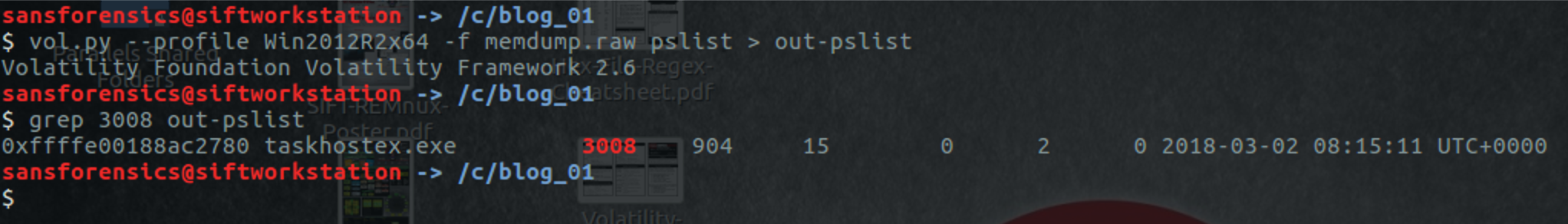 Volatility pslist output